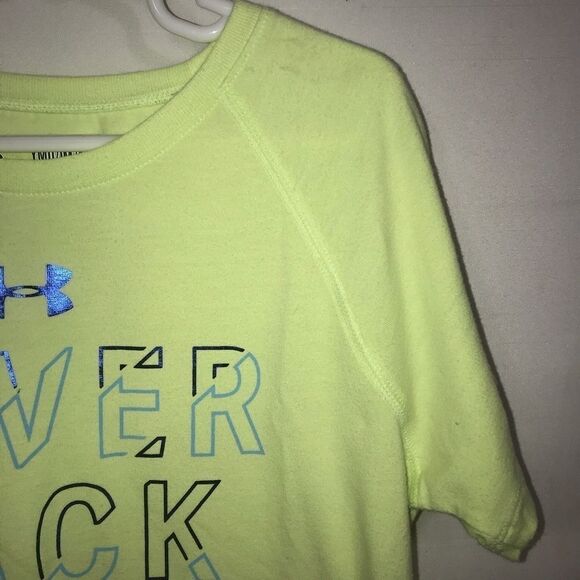 Kid's Under Armour Never Back Down Neon Green & Blue T-Shirt - Picture 9 of 12